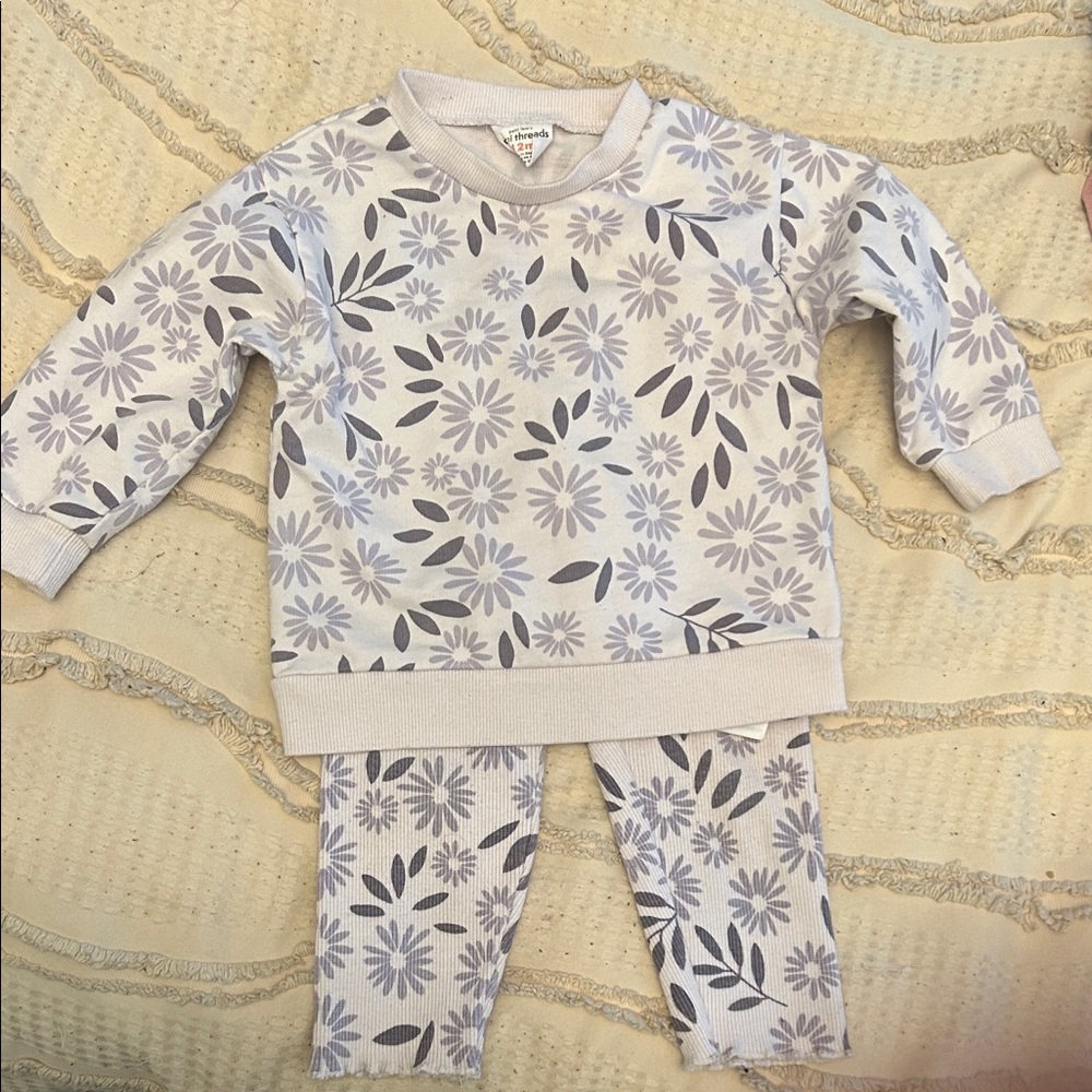 Floral Kids Set - Purple and White